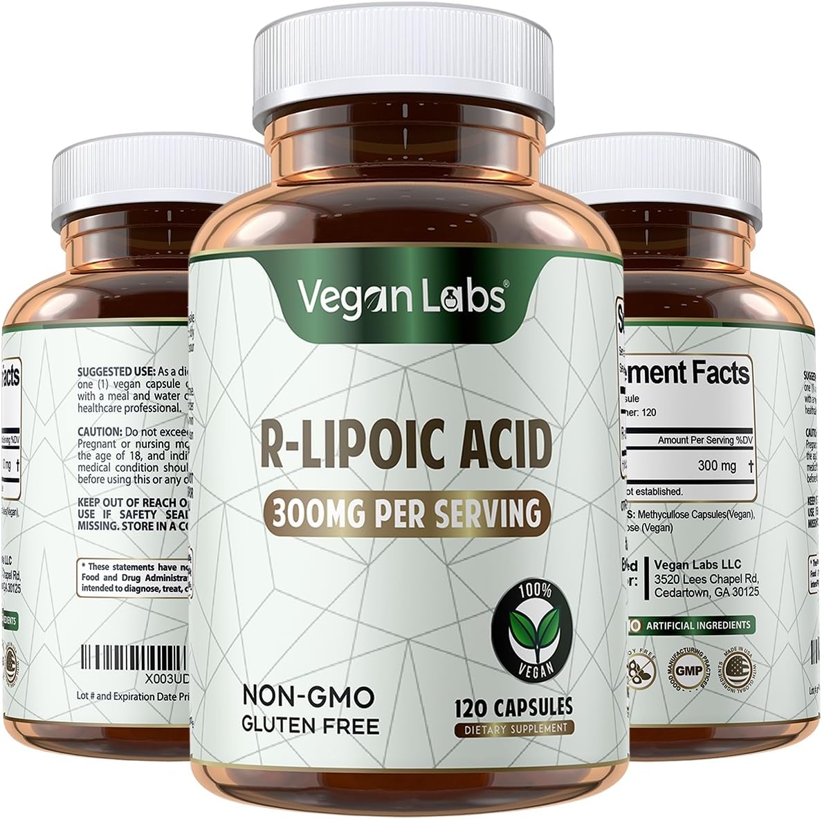 Vegan Labs R-Lipoic Acid 300MG - Antioxidant Support Capsules