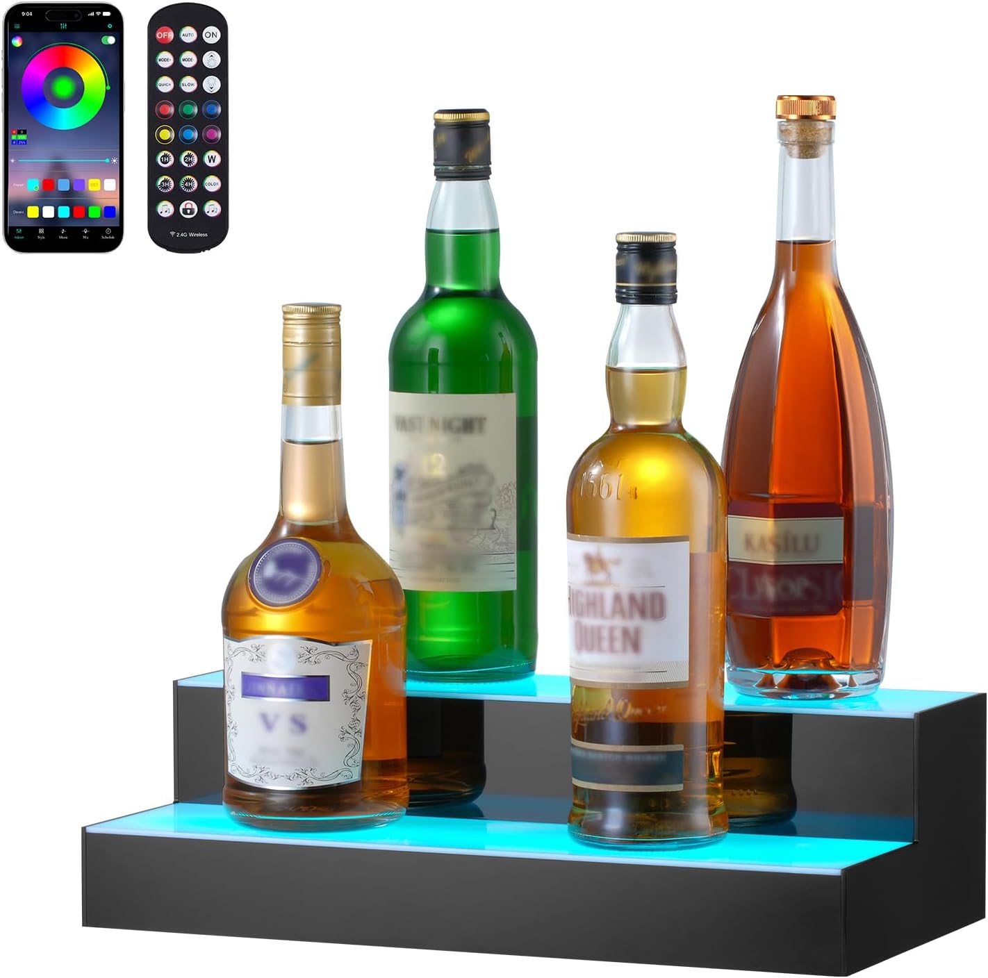 VEVOR LED Lighted Liquor Bottle Display for Home Bar Shelf