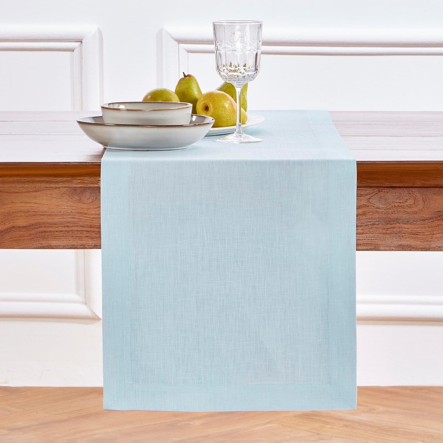 Elegant 100% Pure Linen Ice Water Table Runner for Dining