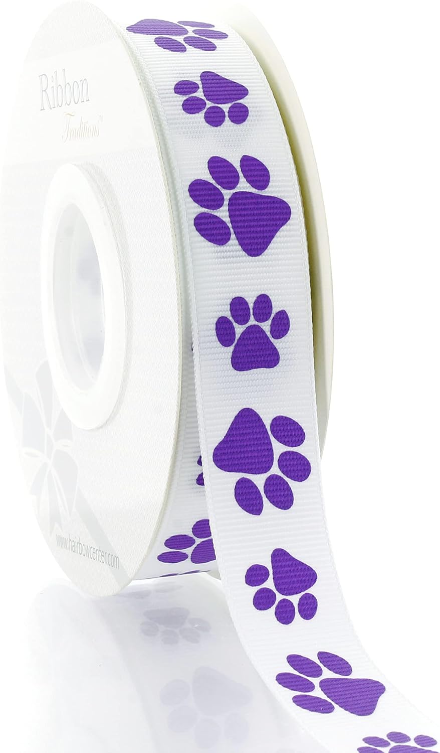 7/8 in Purple Paw Grosgrain Ribbon for Crafting and Decorating