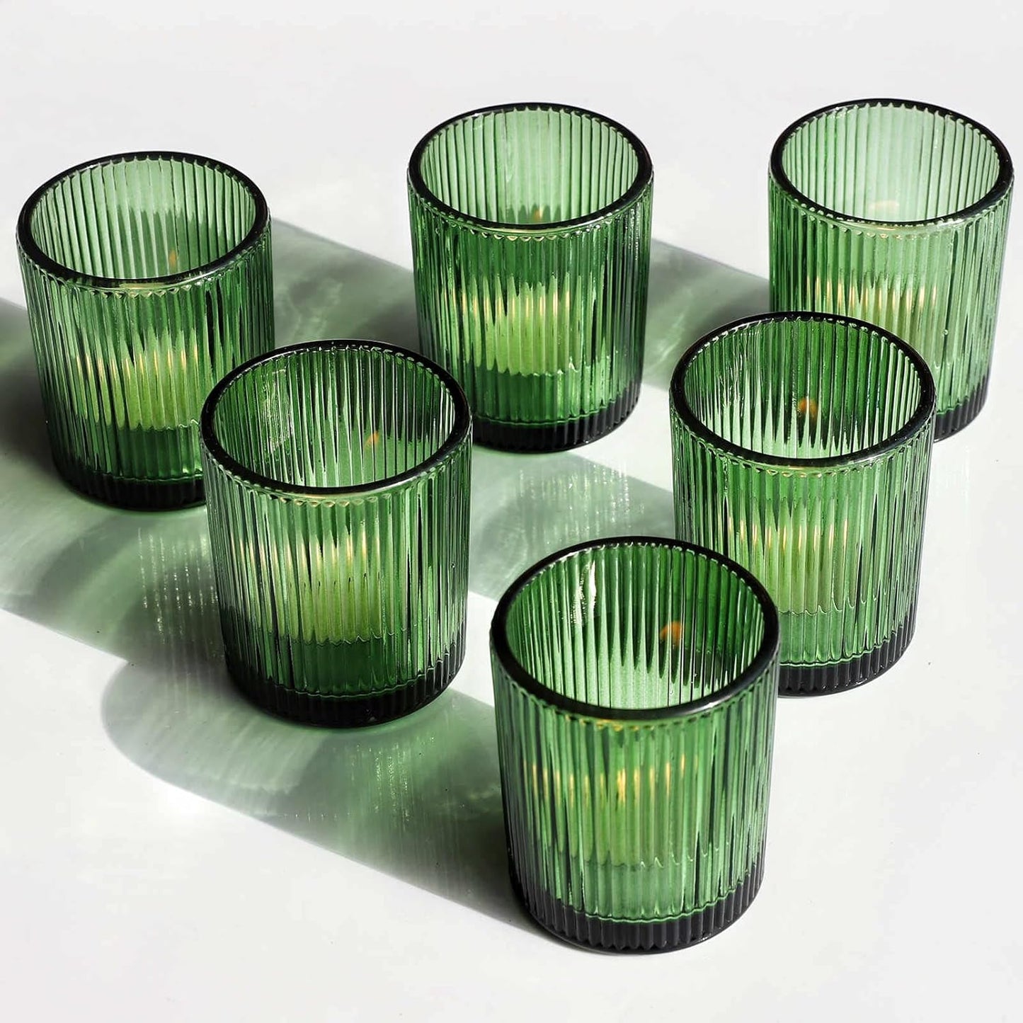 Green Votive Candle Holders Set of 24 for Home & Christmas