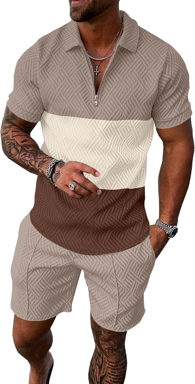 UOUA Mens Summer Track Suits 2 Piece Set for Stylish Comfort