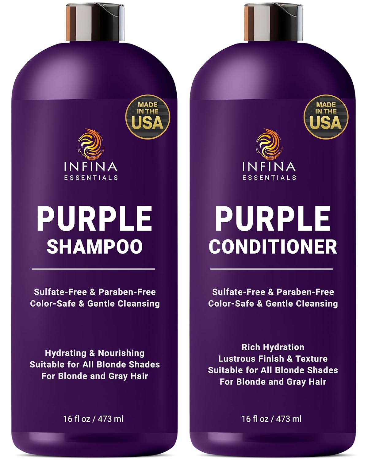 Nourishing Purple Shampoo & Conditioner Set - 16 fl oz - Ideal for Blonde Hair