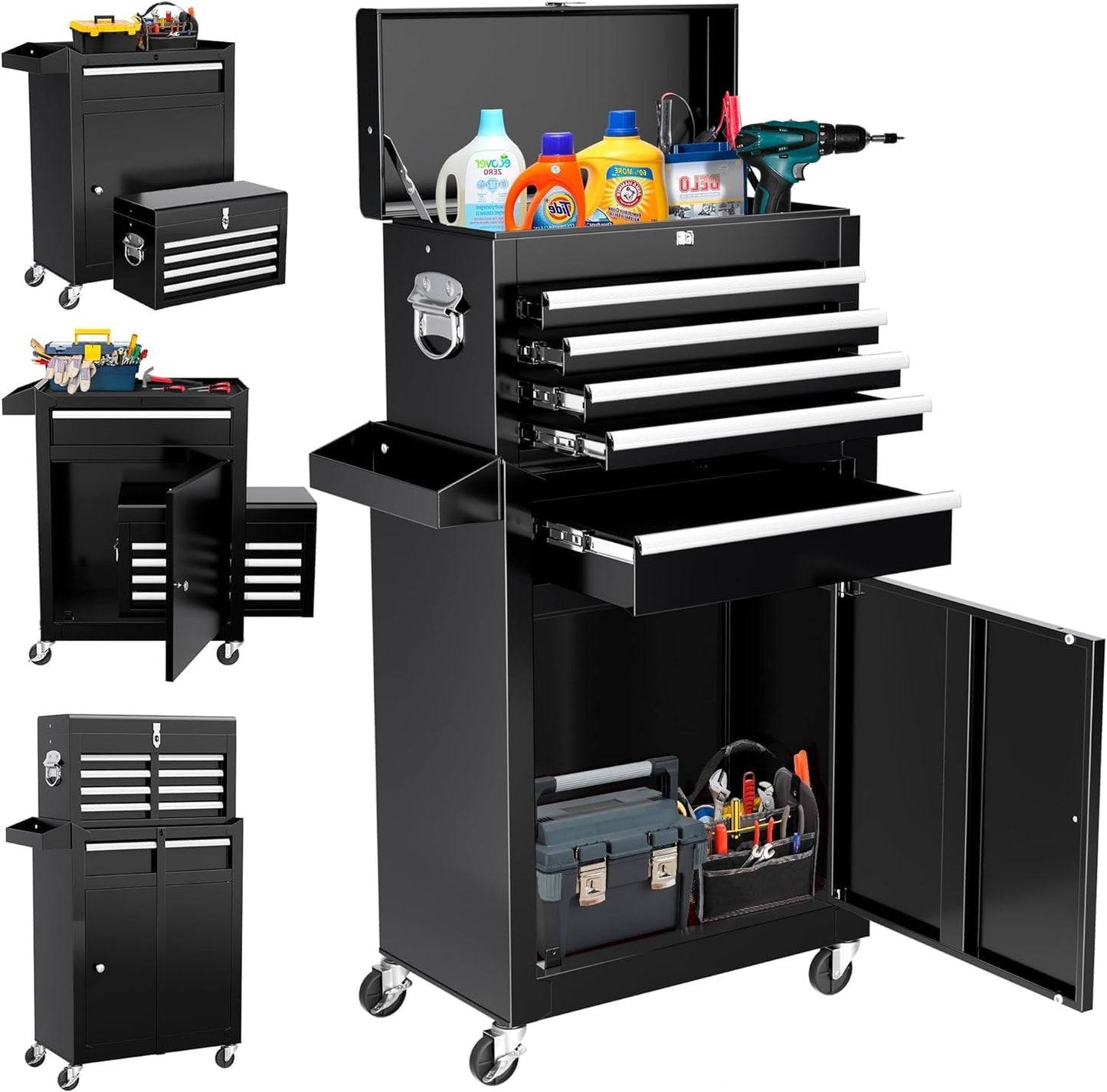 5-Drawer Rolling Tool Chest with Wheels for Garage and Workshop
