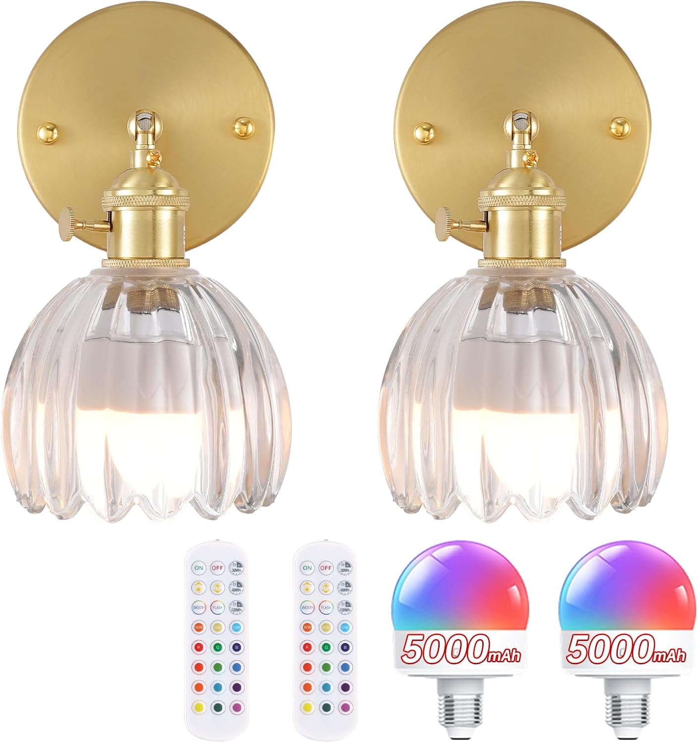 Vintage Battery Operated Wall Sconce with Remote Control Set