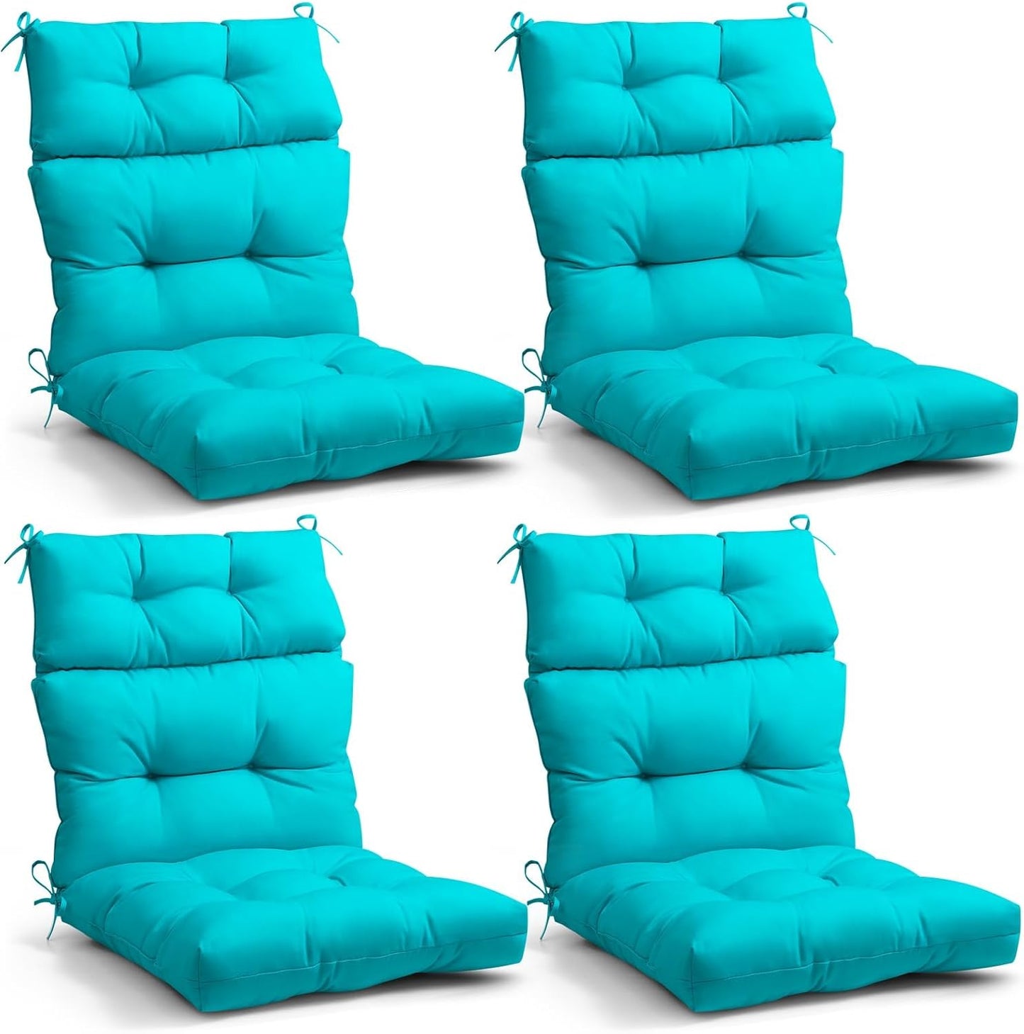 EAGLE PEAK Tufted High Back Patio Chair Cushions Set of 4