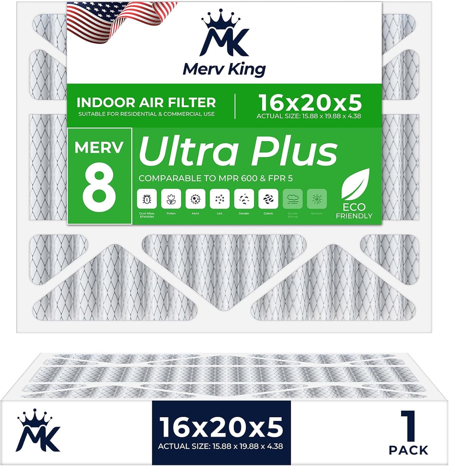 MervKing 16x20x5 Air Filter for HVAC, Furnace, and AC Systems
