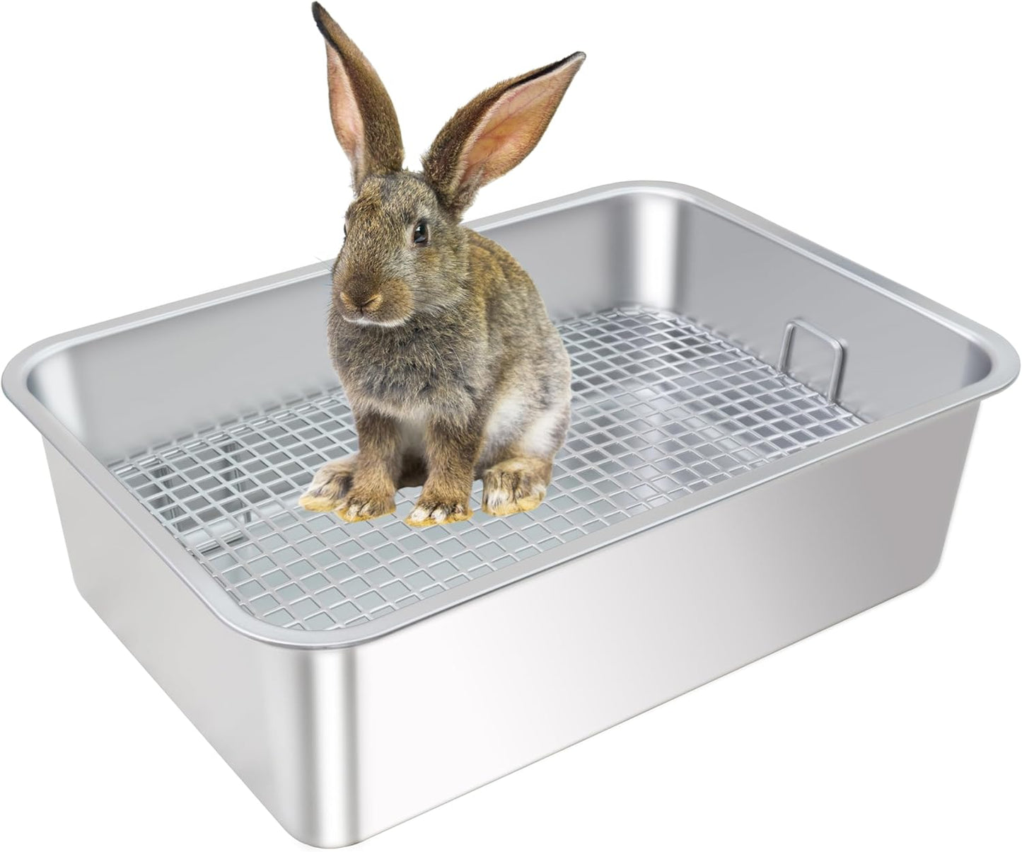 Large Stainless Steel Rabbit Litter Box for Easy Cleaning