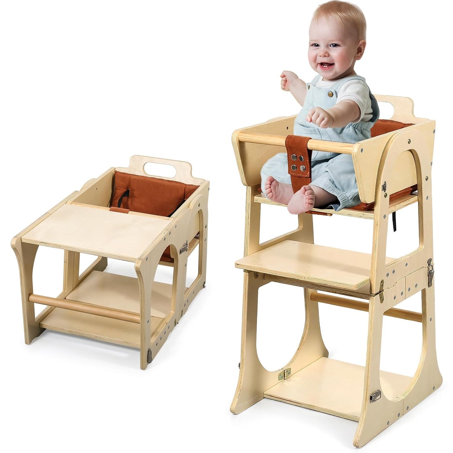 Convertible Wood Baby High Chair - Grows with Family!