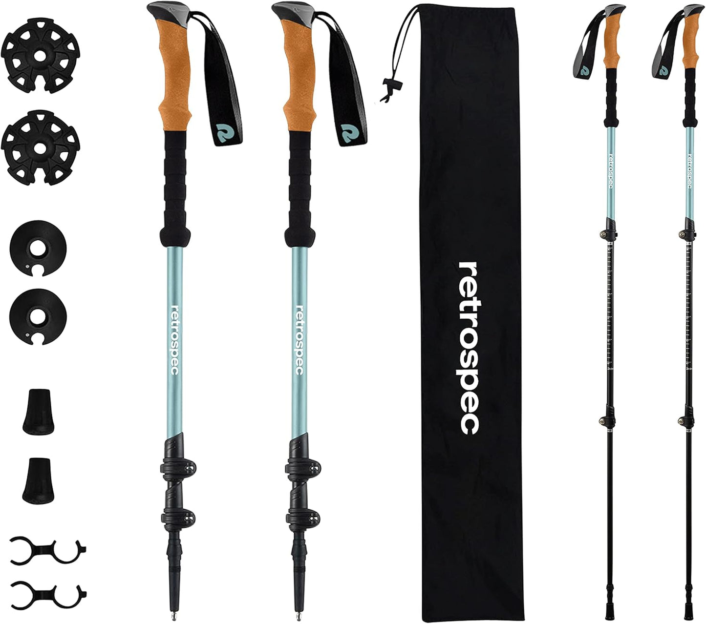 Retrospec Lightweight Hiking Poles - Adjustable & Collapsible