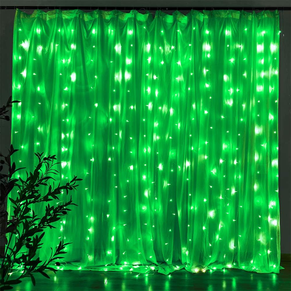 Qunlight Green Curtain String Lights - 8 Modes, Wedding Party Decor
