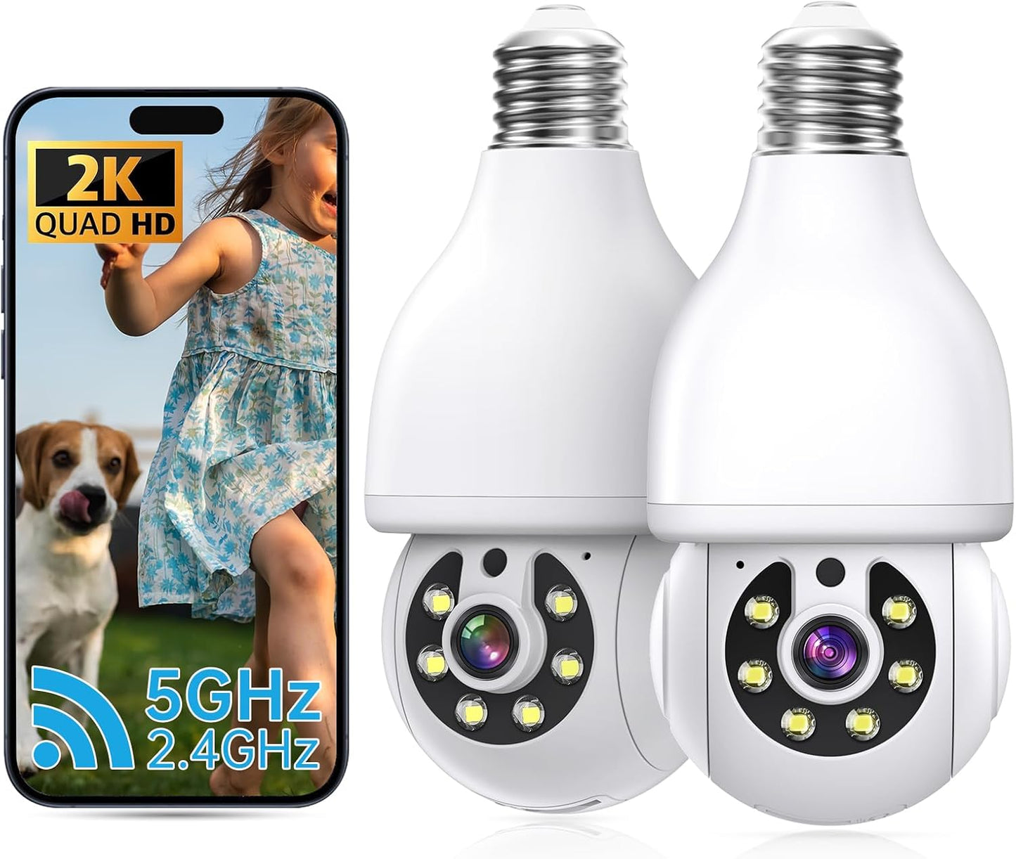 2K Light Bulb Security Camera for Home Security by NoahTec