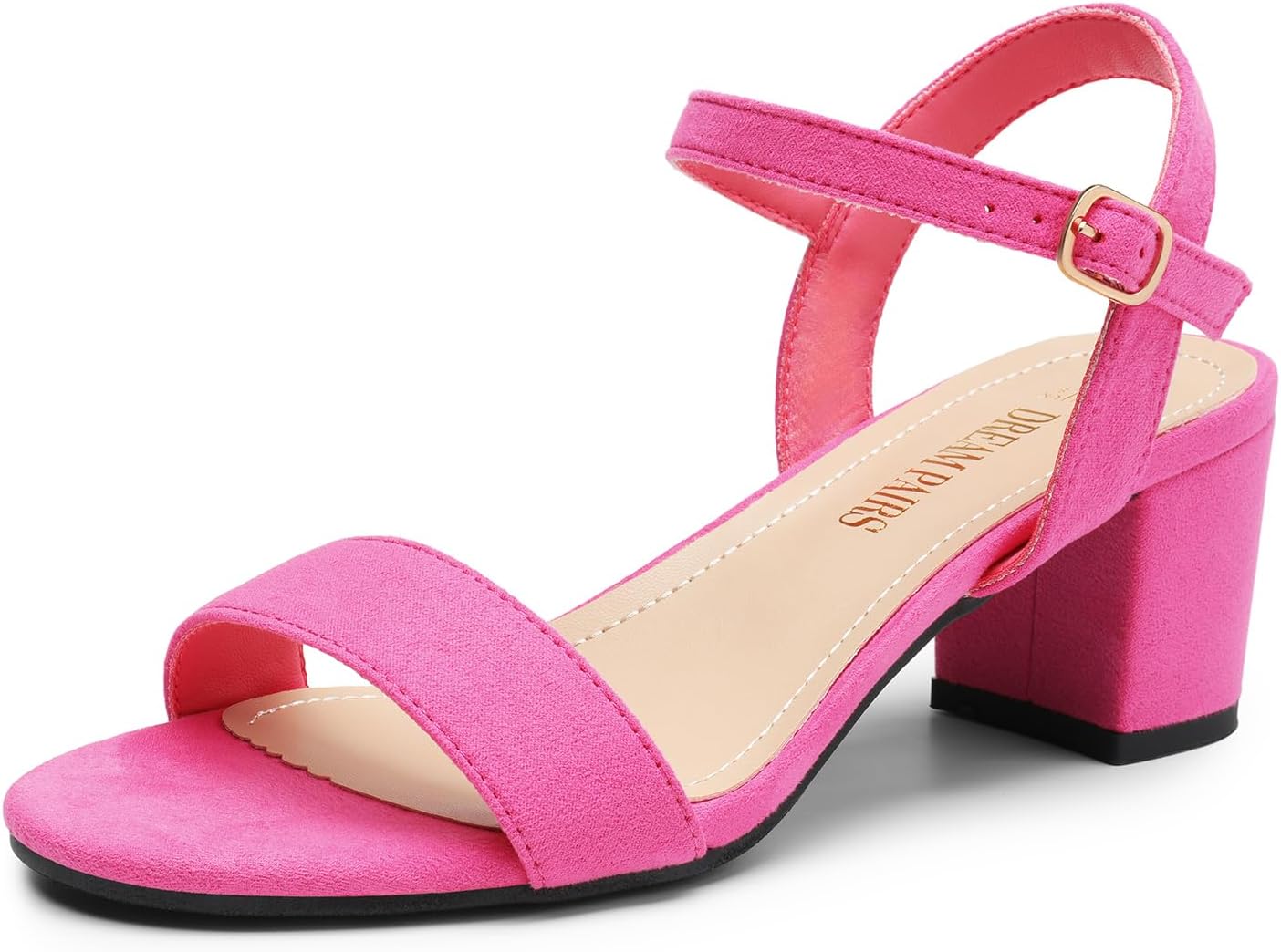 DREAM PAIRS Women's Low Heels Block Open Toe Ankle Strap Sandals