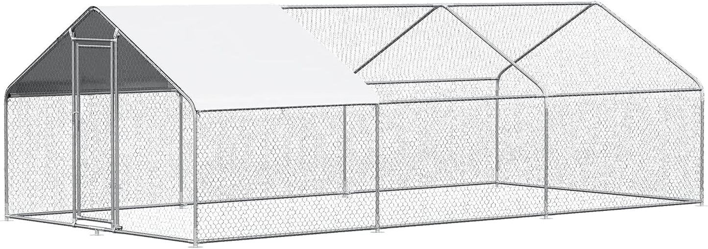 Large Metal Chicken Coop for 40 Chickens with Waterproof Cover