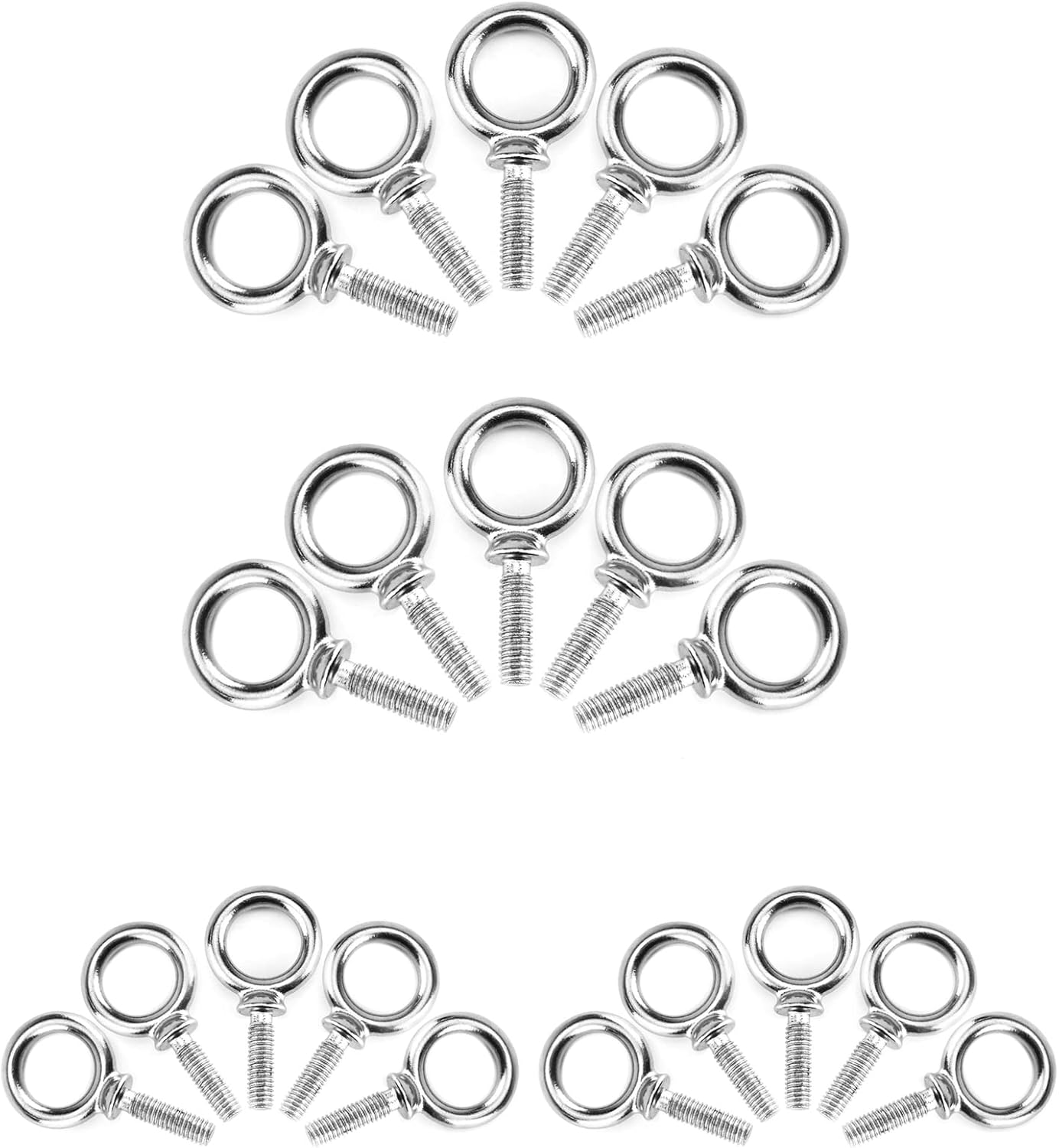 QWORK Eye Bolt 20 Pack 3/8in-16 x 1 Marine Grade Stainless Steel