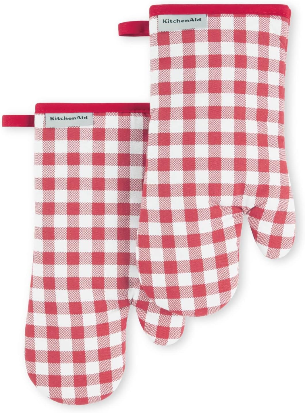 KitchenAid Passion Red Gingham Oven Mitts 2-Pack - Stylish & Heat-Resistant!