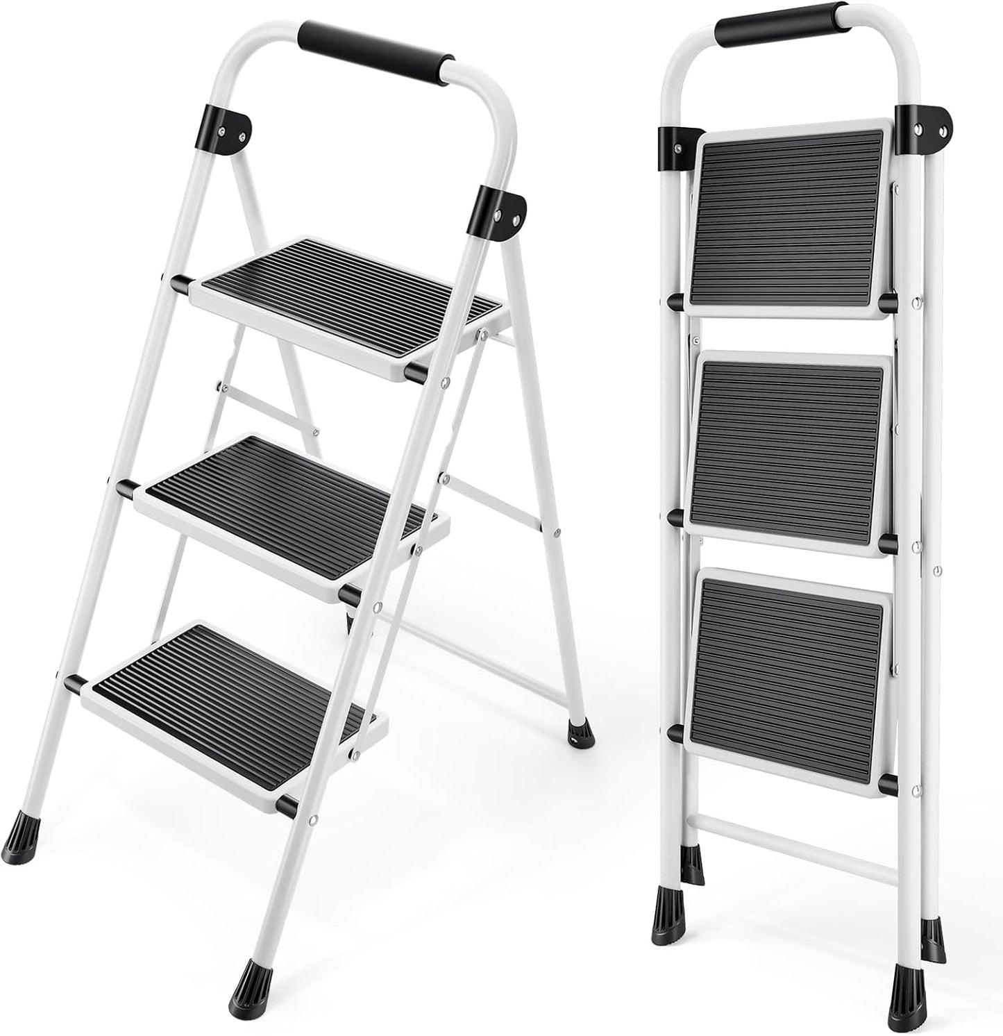 Folding Step Ladder with Wide Anti-Slip Pedal and Handrail