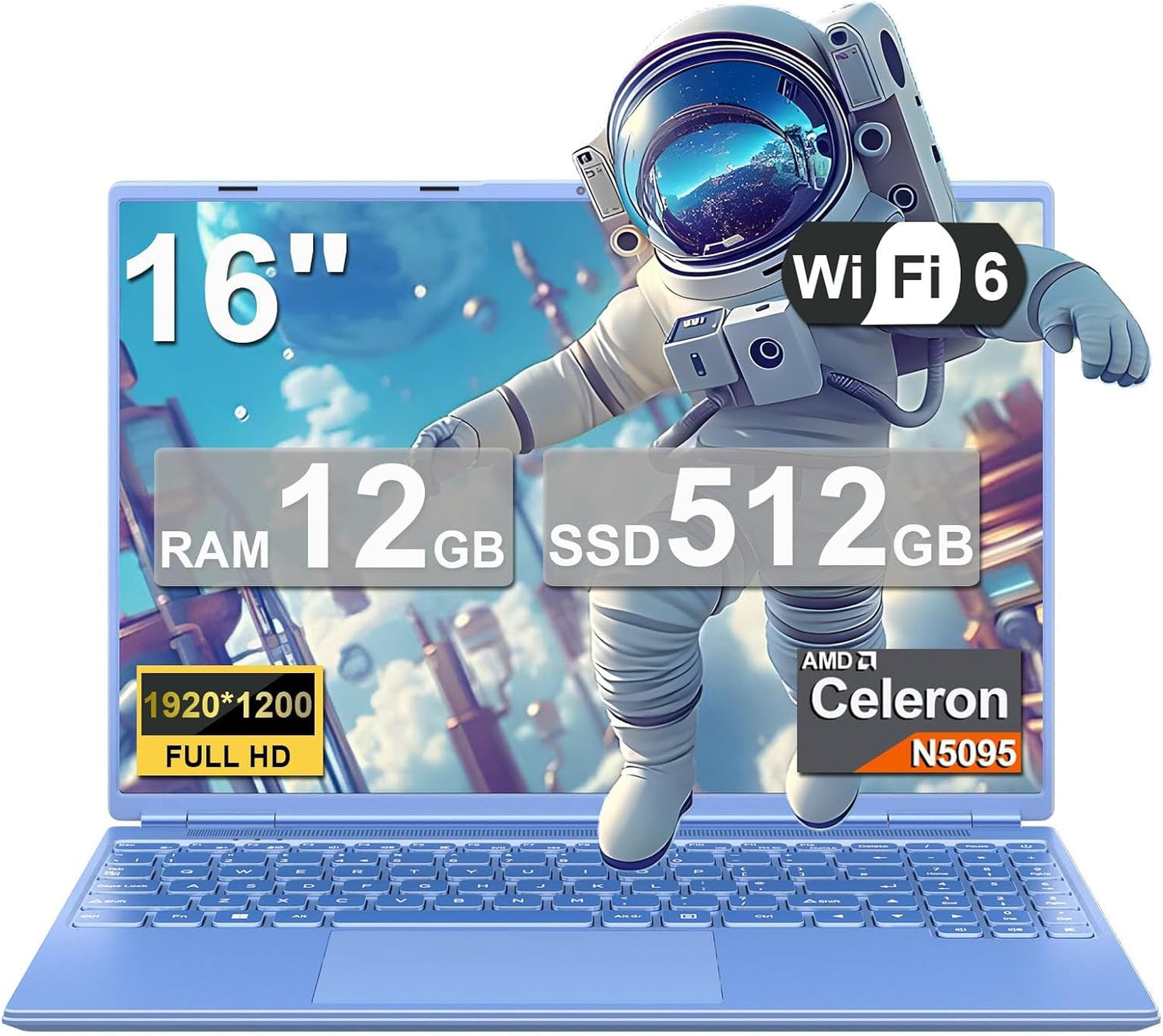 2025 16 Inch Gaming Laptop N5095 with 12GB RAM and 512GB SSD