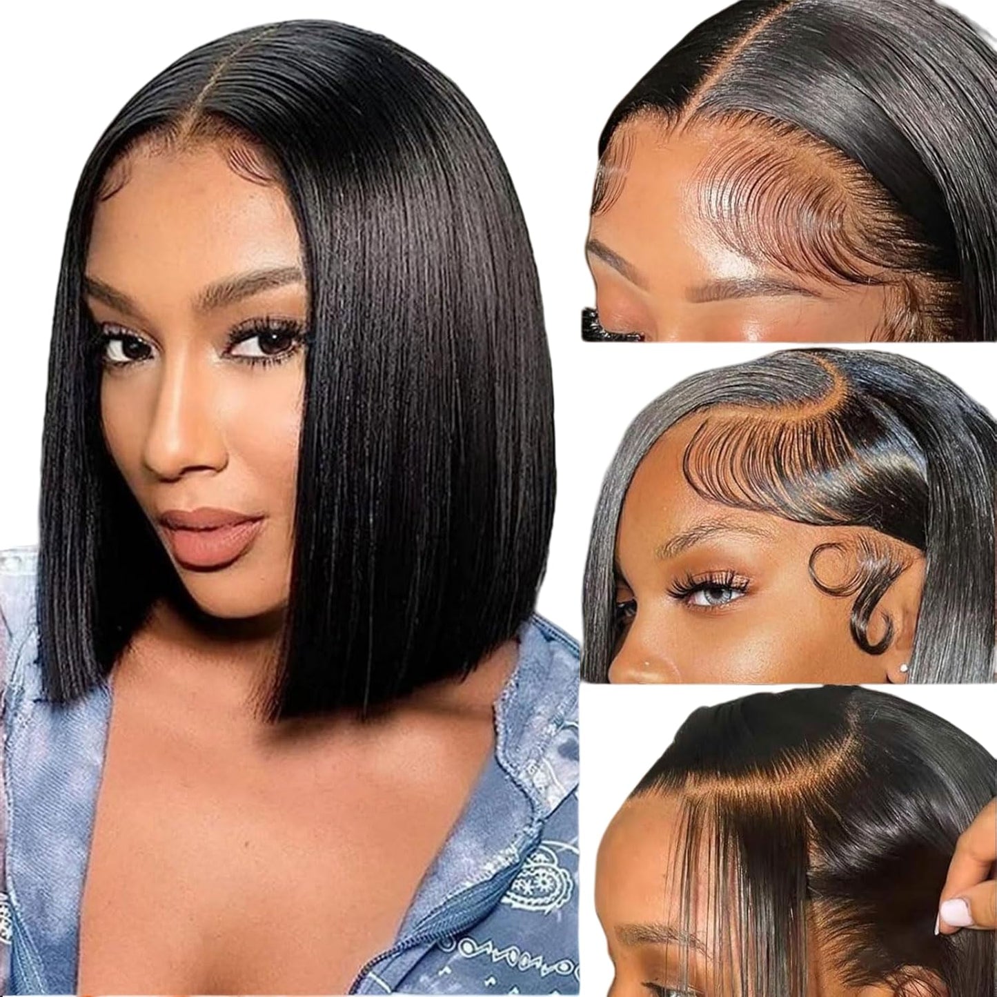 Bob Wig Human Hair 13x4 HD Straight Lace Front Wigs for Women