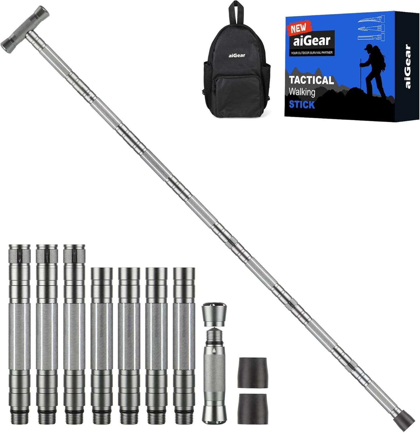 aiGear Tactical Walking Stick - Ultimate Gear for Outdoor Adventures