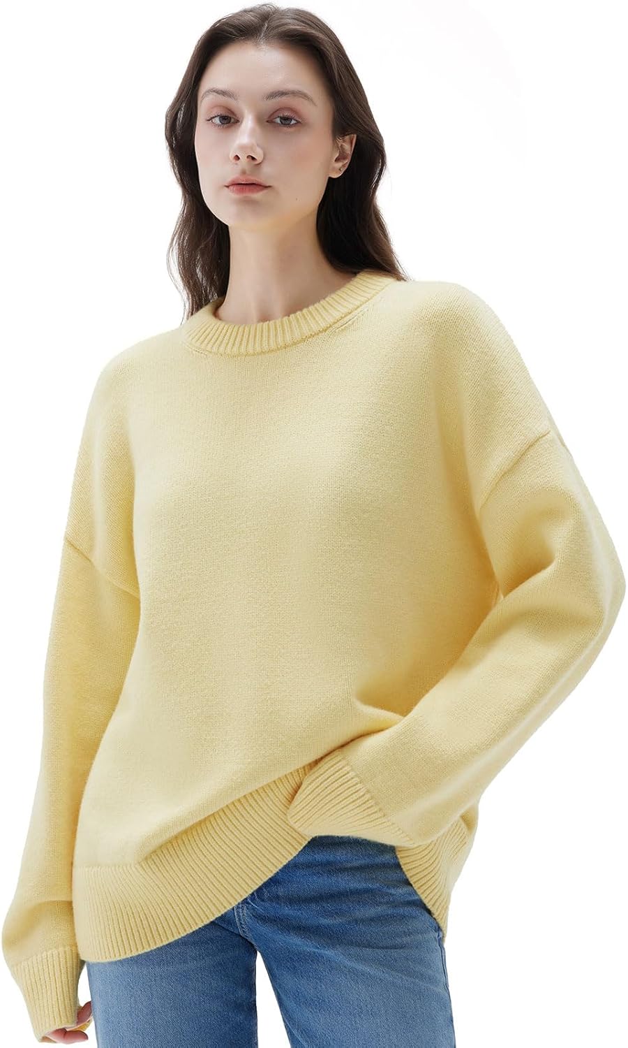 SUUKSESS Women Cashmere Oversized Long Sleeve Pullover Sweater