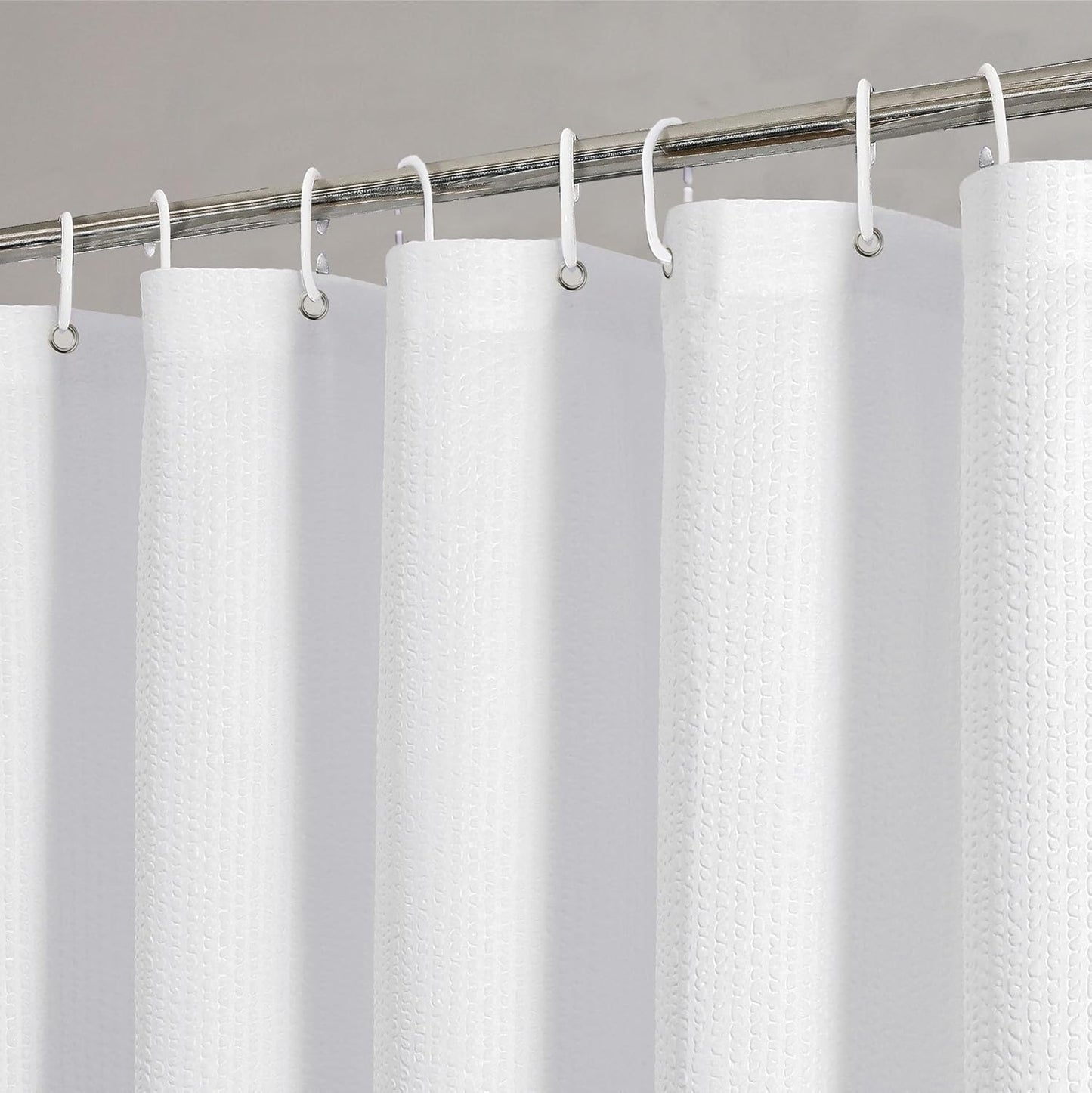 OVZME White Textured Shower Curtain - Water-Resistant & Spa Quality