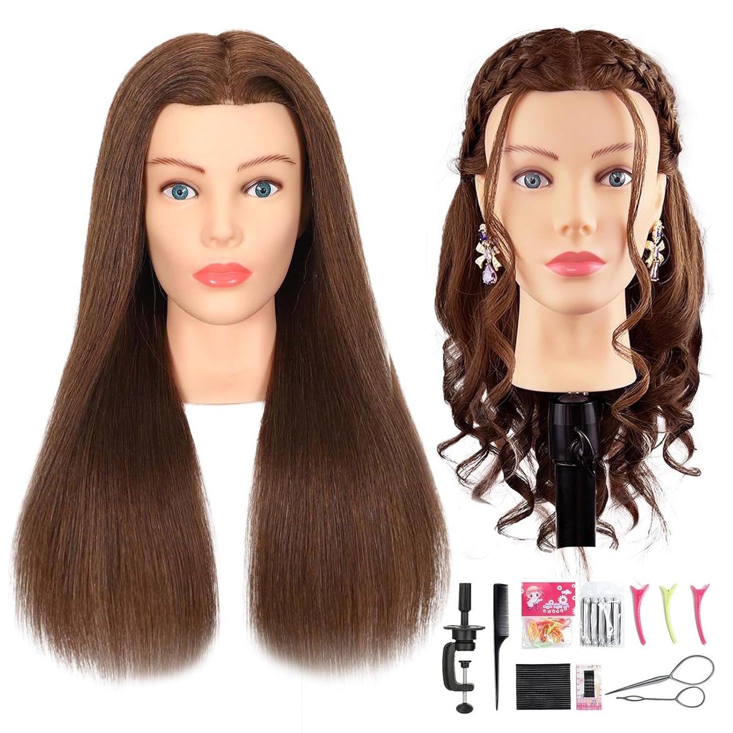 20-22 Mannequin Head with Real Human Hair for Hair Styling