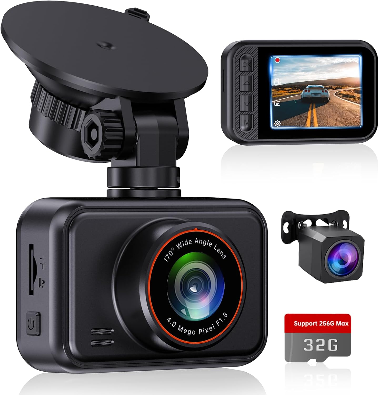 E-YEEGER 2.5K Dual Dash Cam with Night Vision & G-Sensor