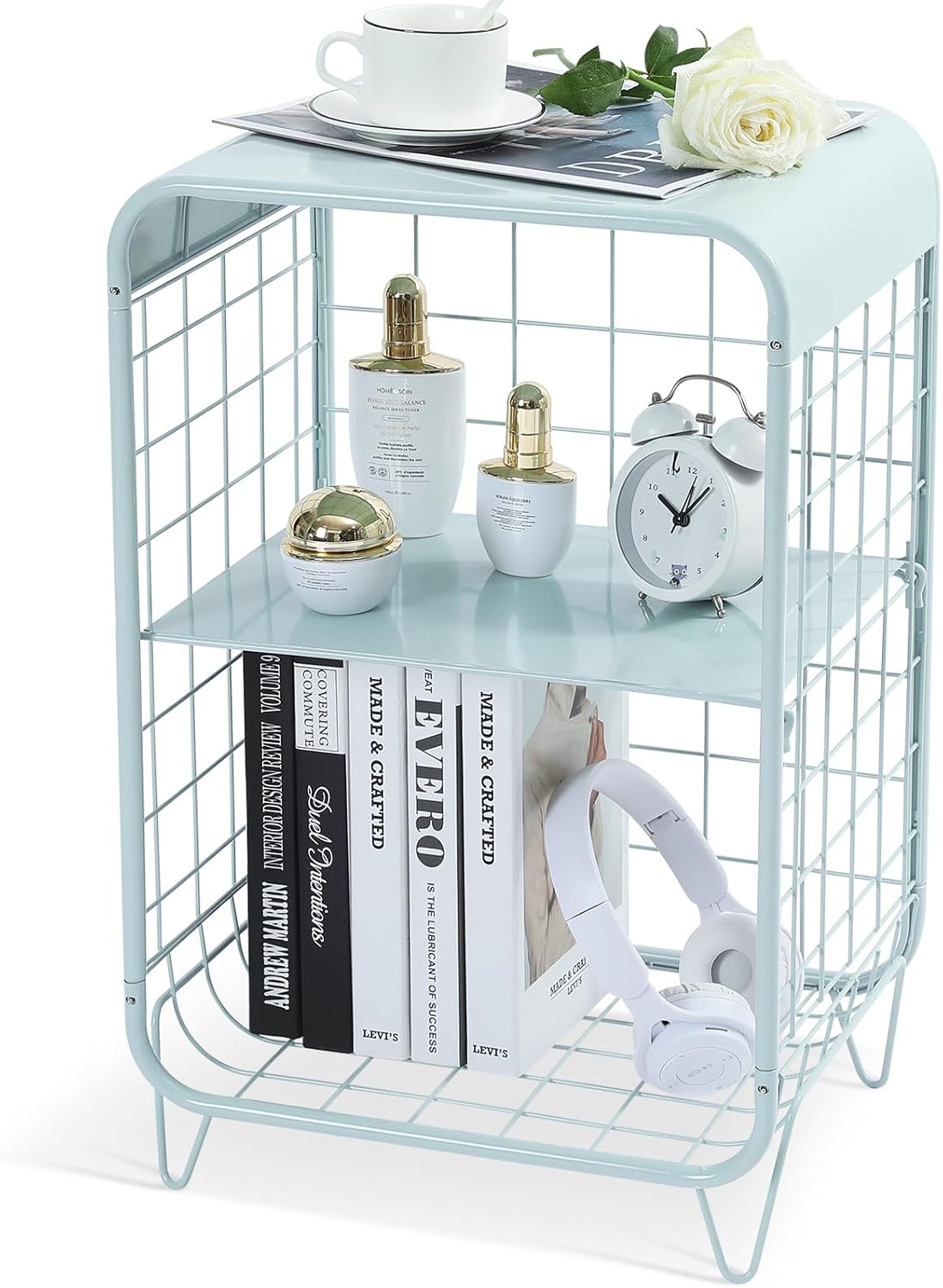 Cute Nightstand with 3 Tier Storage for Bedroom and Living Room