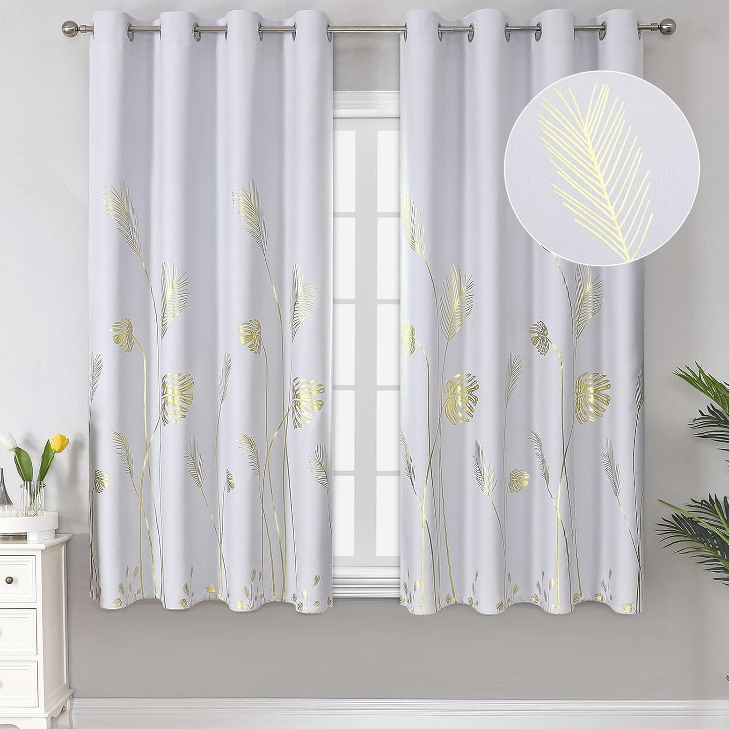 Estelar Textiler Greyish White Curtains for Bedroom 63 Inches