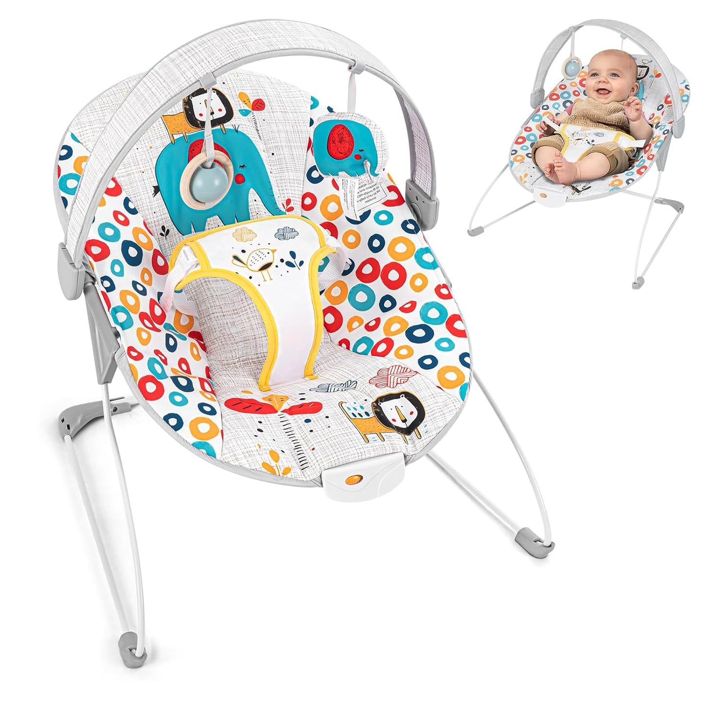 Adjustable Portable Baby Bouncer with Music - Soothe Your Newborn