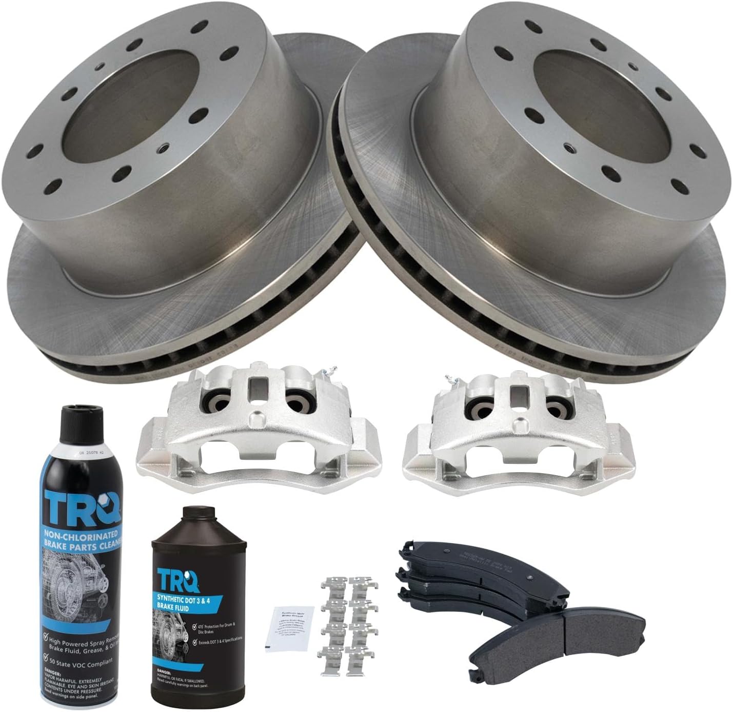 TRQ Rear Semi-Metallic Brake Pad, Rotor & Caliper Kit for Chevy