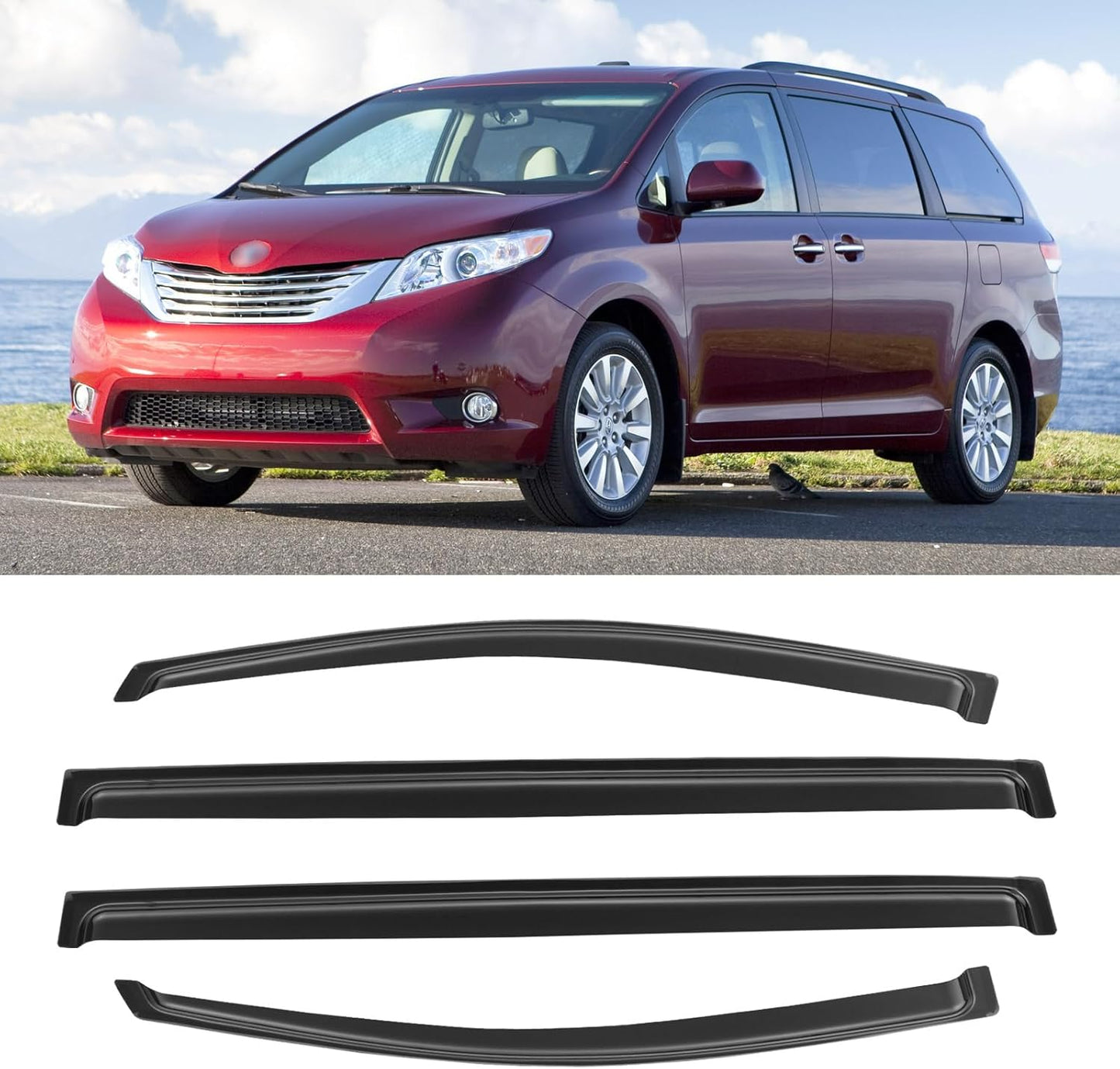 Window Rain Guards for 2011-2020 Toyota Sienna - Durable Visors