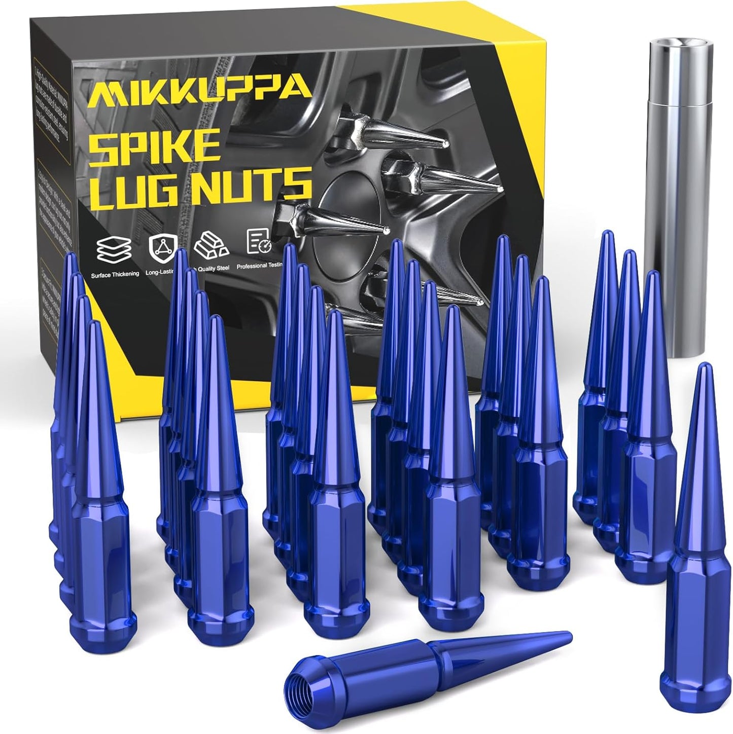 MIKKUPPA M14 x 1.5 Blue Spike Lug Nuts for Chevy & More