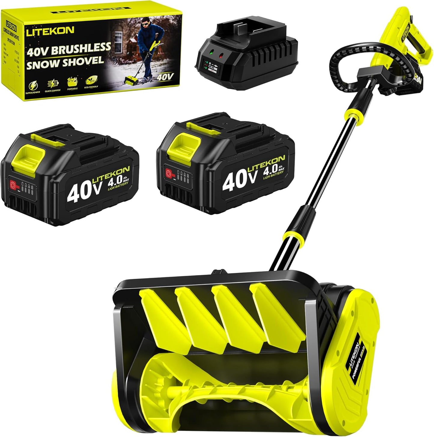40V Brushless Cordless Snow Shovel for Effortless Snow Removal