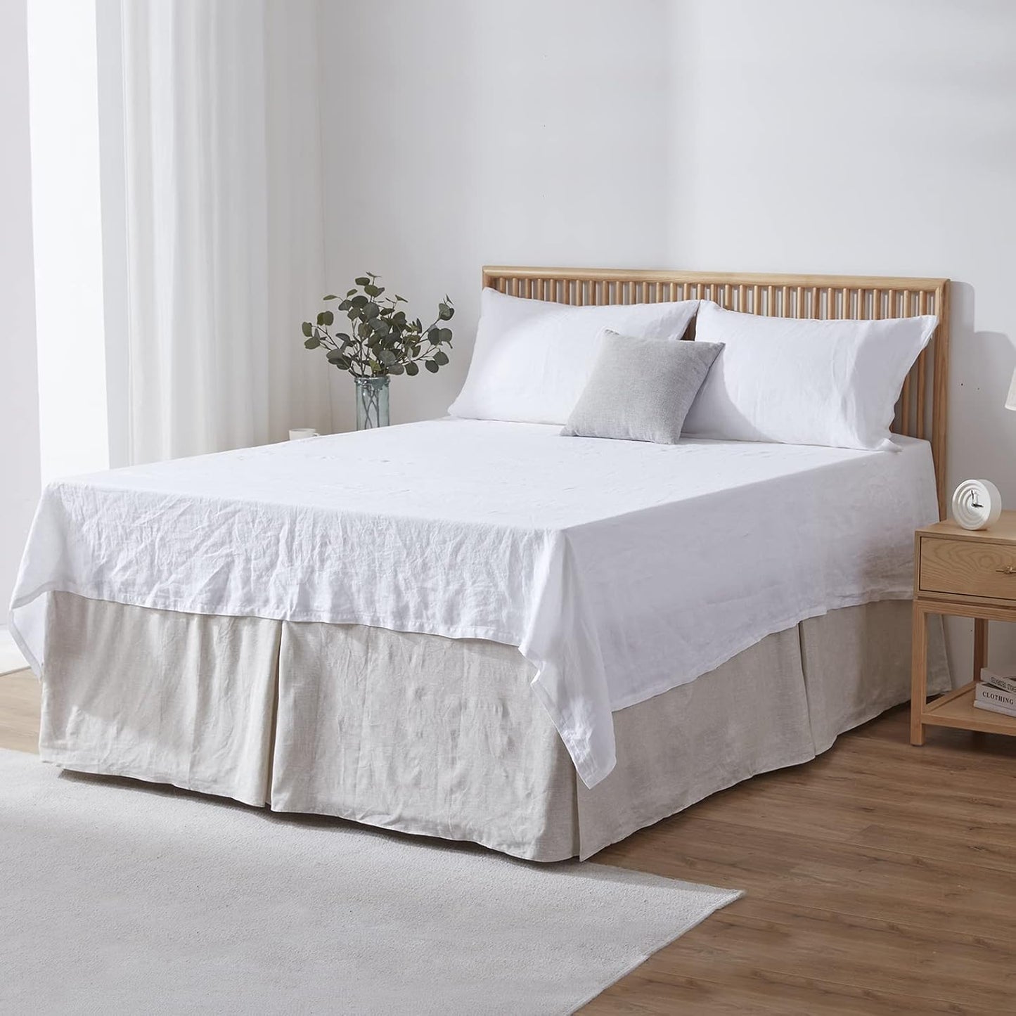 Belgian Linen Bed Skirt with Classic 22 Inch Tailored Drop