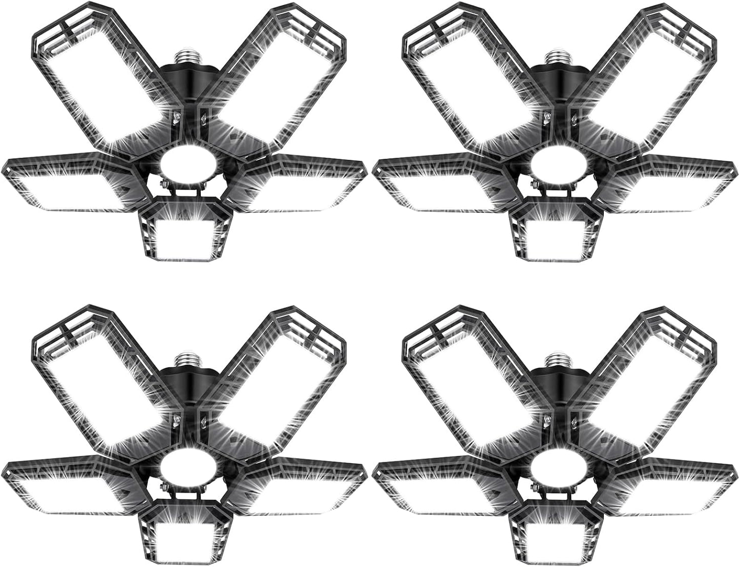 LED Garage Lights 4 Pack with Deformable Panels for Brightness