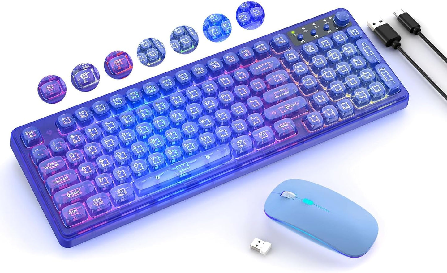 Wireless Light Up Keyboard and Mouse Combo with RGB Effects
