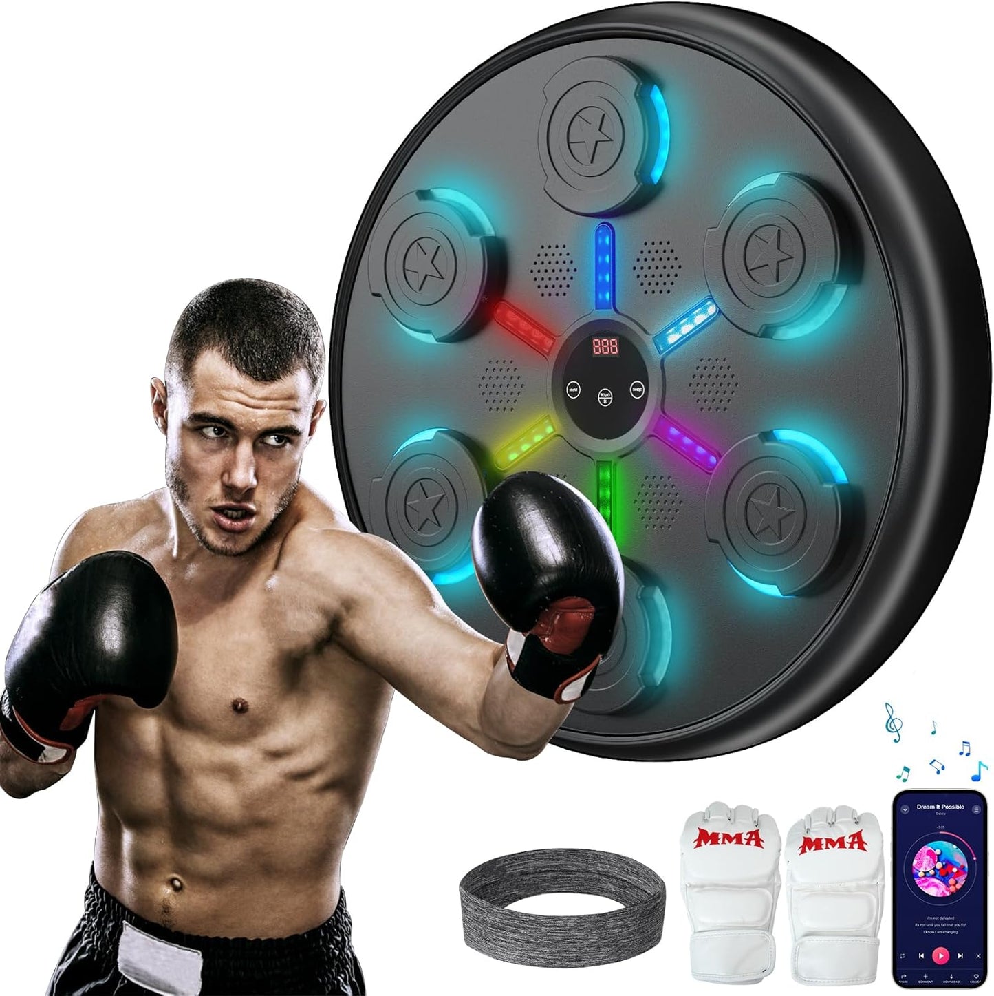 Bluetooth Music Boxing Trainer - Wall-Mounted Punch Pad