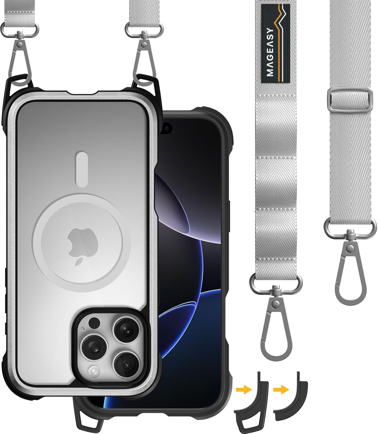 MAGEASY iPhone 16 Pro Max Case with Strap - 20ft Drop Protection