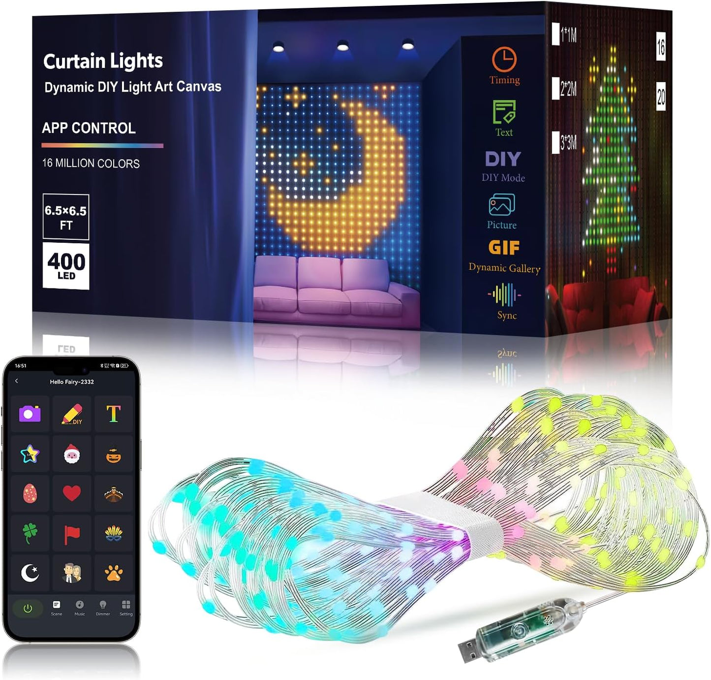 Music Sync Smart Curtain Lights