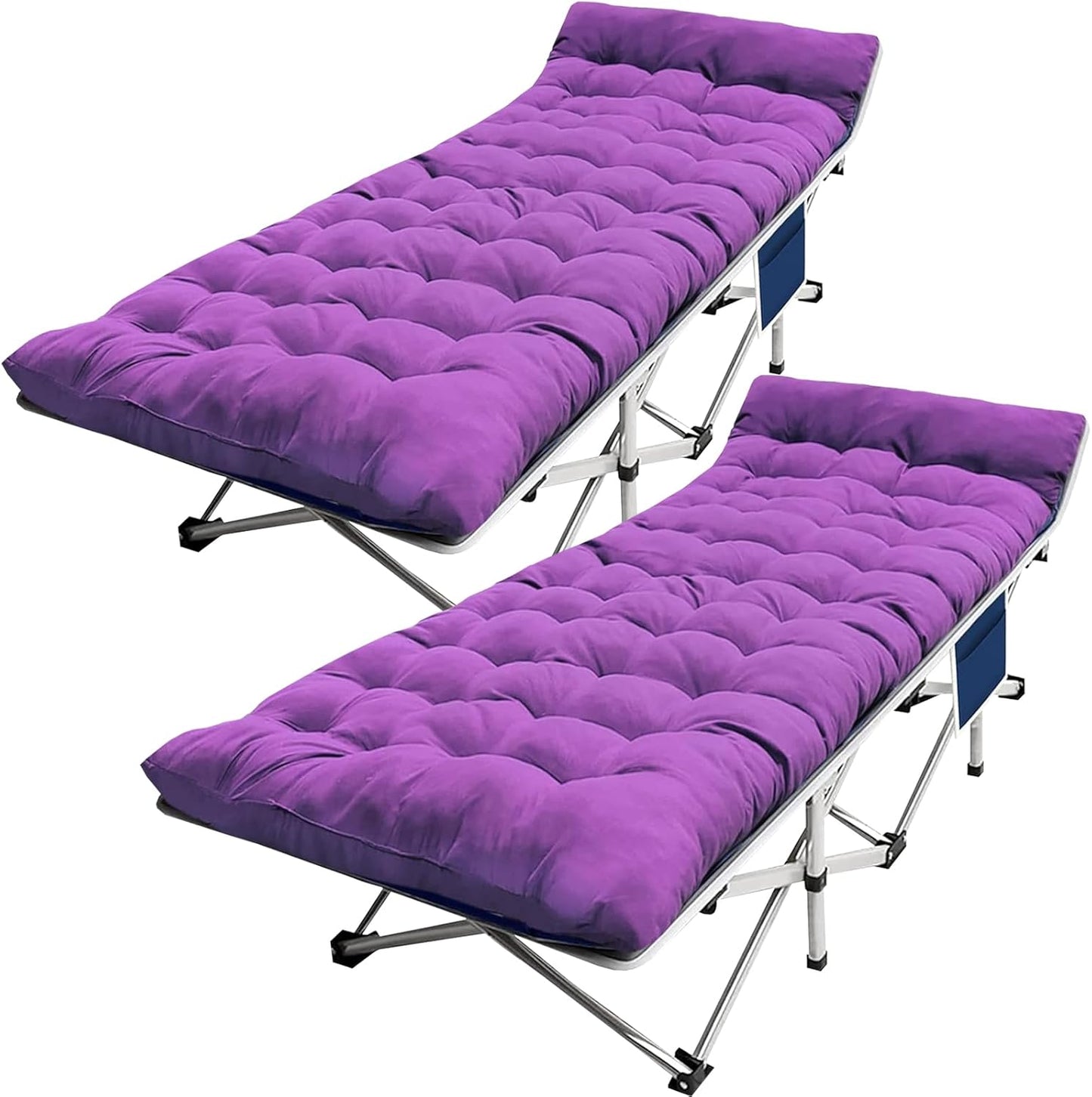 2-Pack Camping Cot with Mattress for Comfortable Sleeping