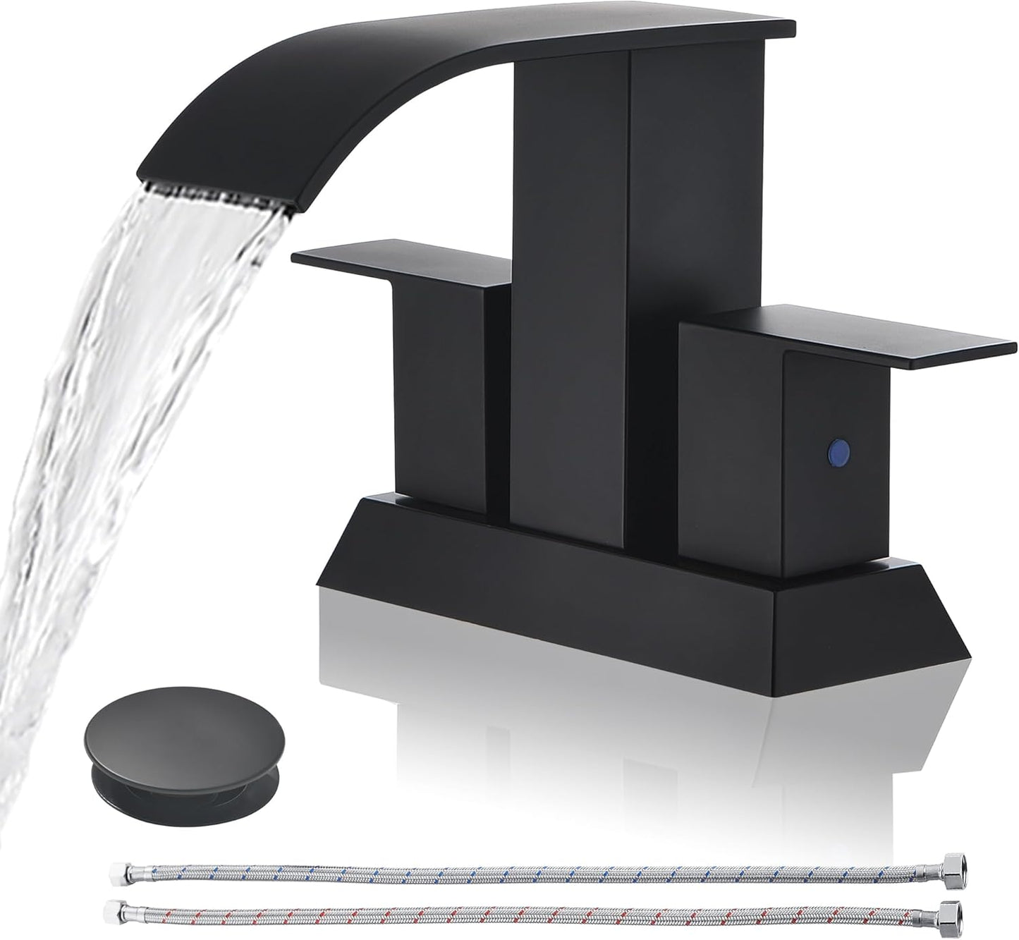 Black Waterfall Bathroom Faucet - Luxurious Matte Finish Design