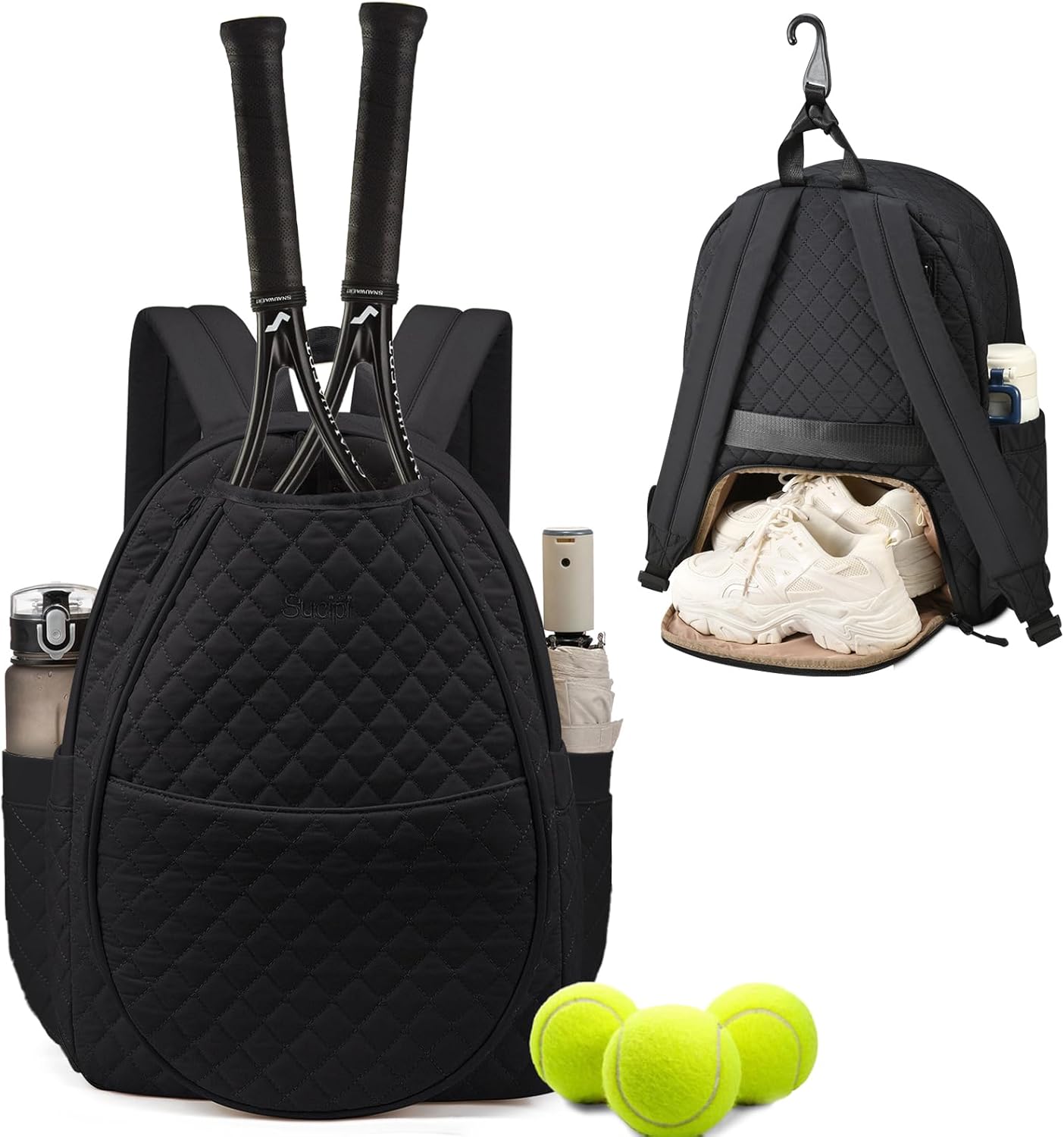 Quilted Tennis Racket Bag Backpack for Women - Sucipi