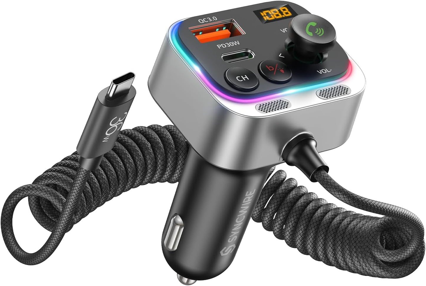 Syncwire Bluetooth FM Transmitter: Fast Charging & HiFi Sound