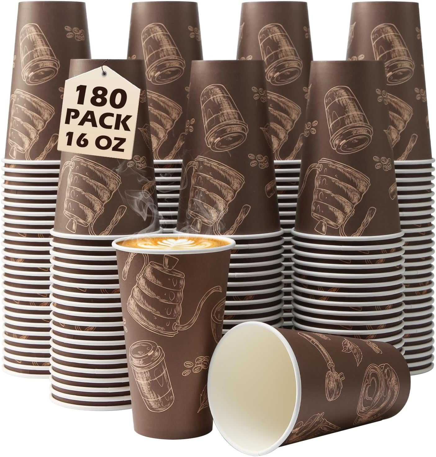 16 oz Disposable Paper Cups for Coffee, Events, and Parties