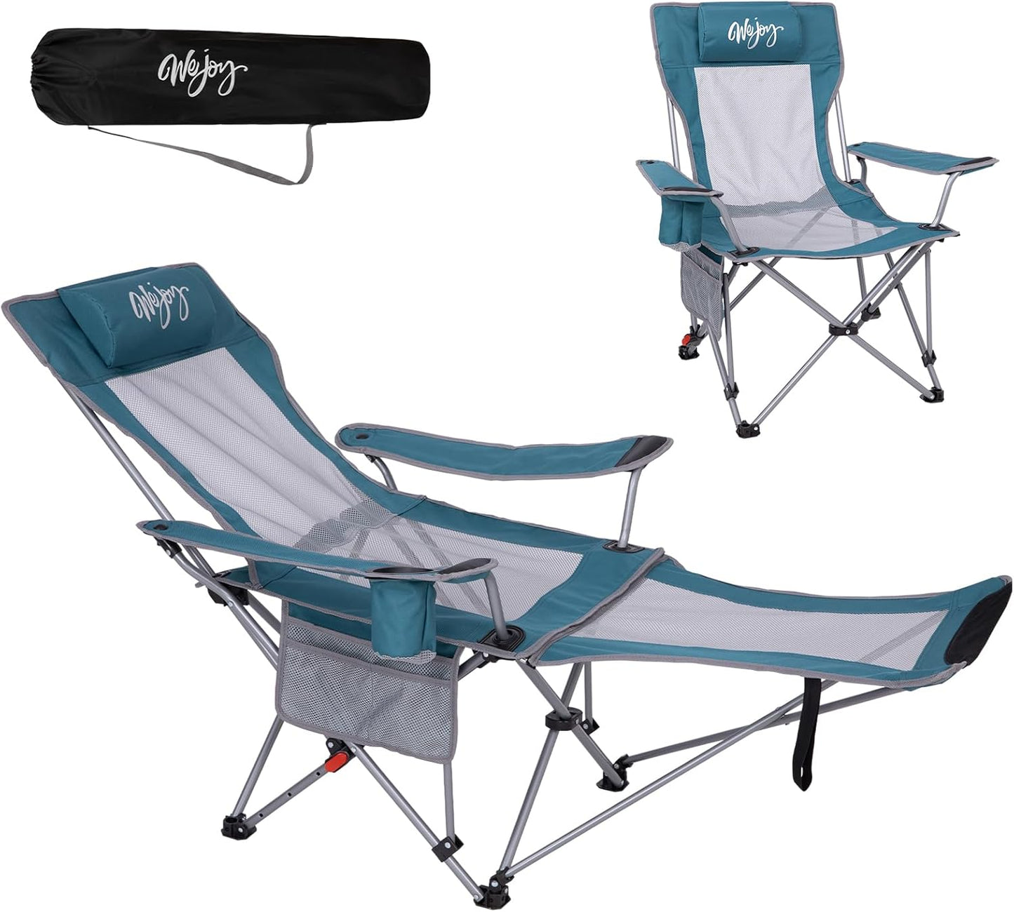 WEJOY 2-in-1 Reclining Camping Chair with Footrest for Comfort