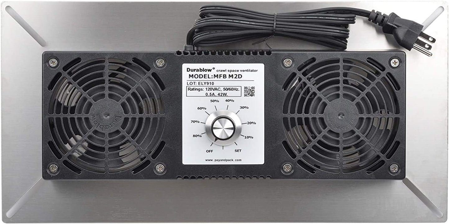 Durablow 220 CFM Air-Out Stainless Steel Crawl Space Vent Fan