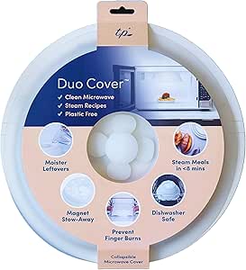 Duo Cover 2.0: 3-in-1 Collapsible Microwave Cover for Safety