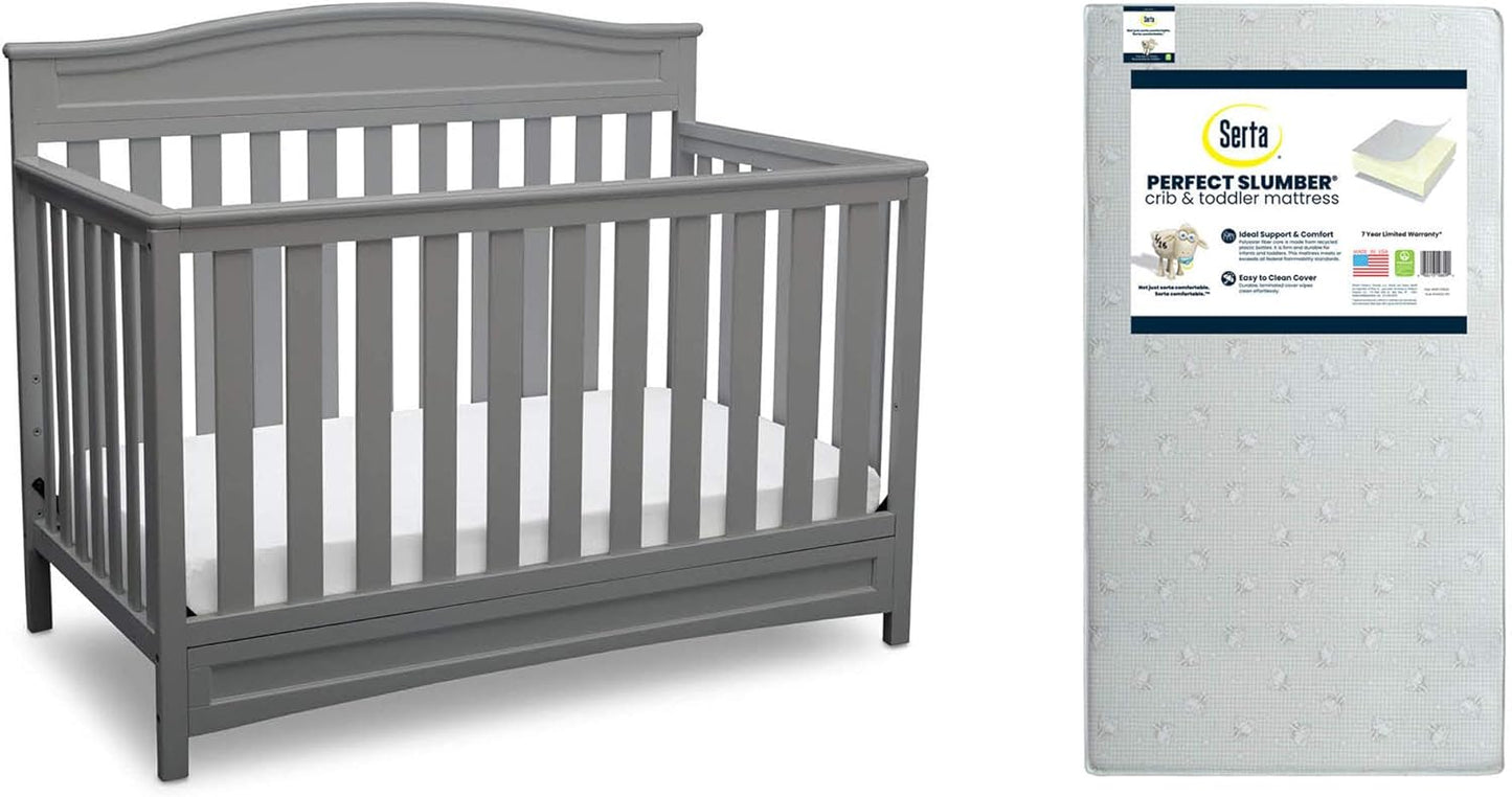 Delta Children Emery 4-in-1 Convertible Crib and Mattress Bundle